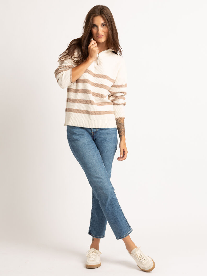 1/2 zip striped popover Image 3