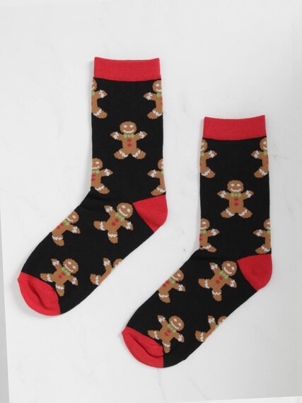 women's ginger bread holiday socks Image 2