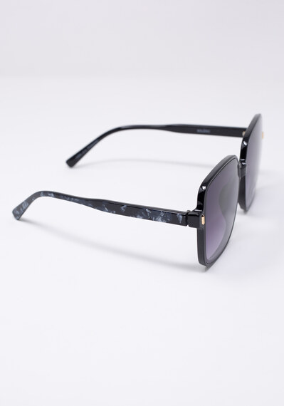 marble print large square black frame sunglasses Image 3