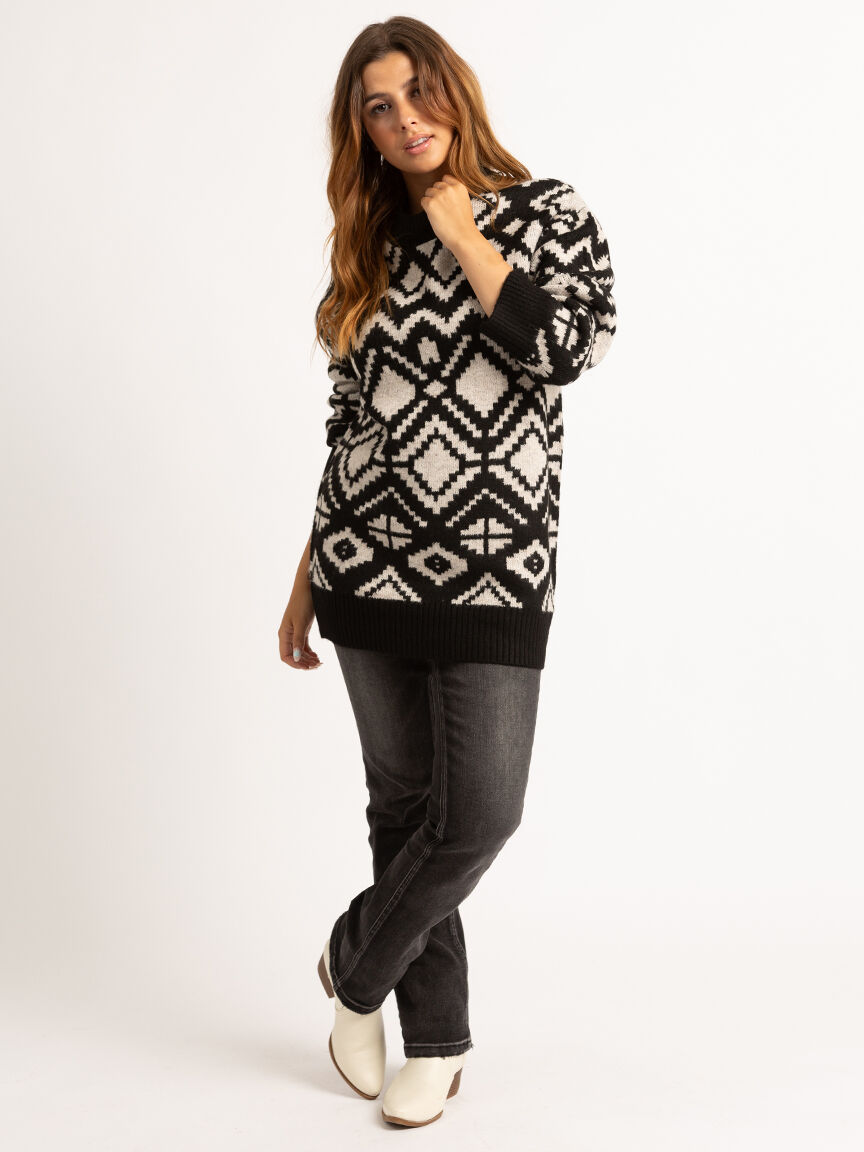 crew neck jacquard popover Image 3
