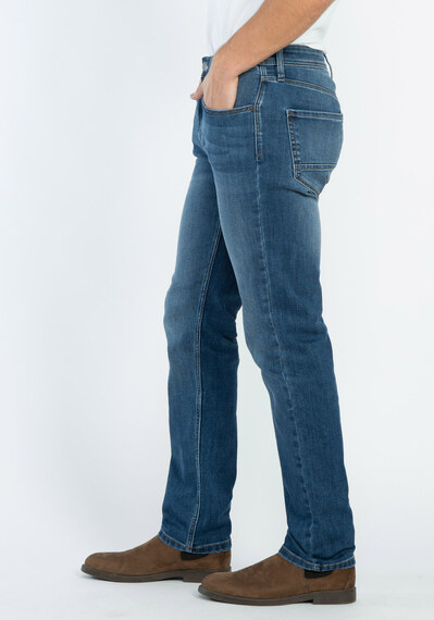 slim straight jean with plaid print Image 3