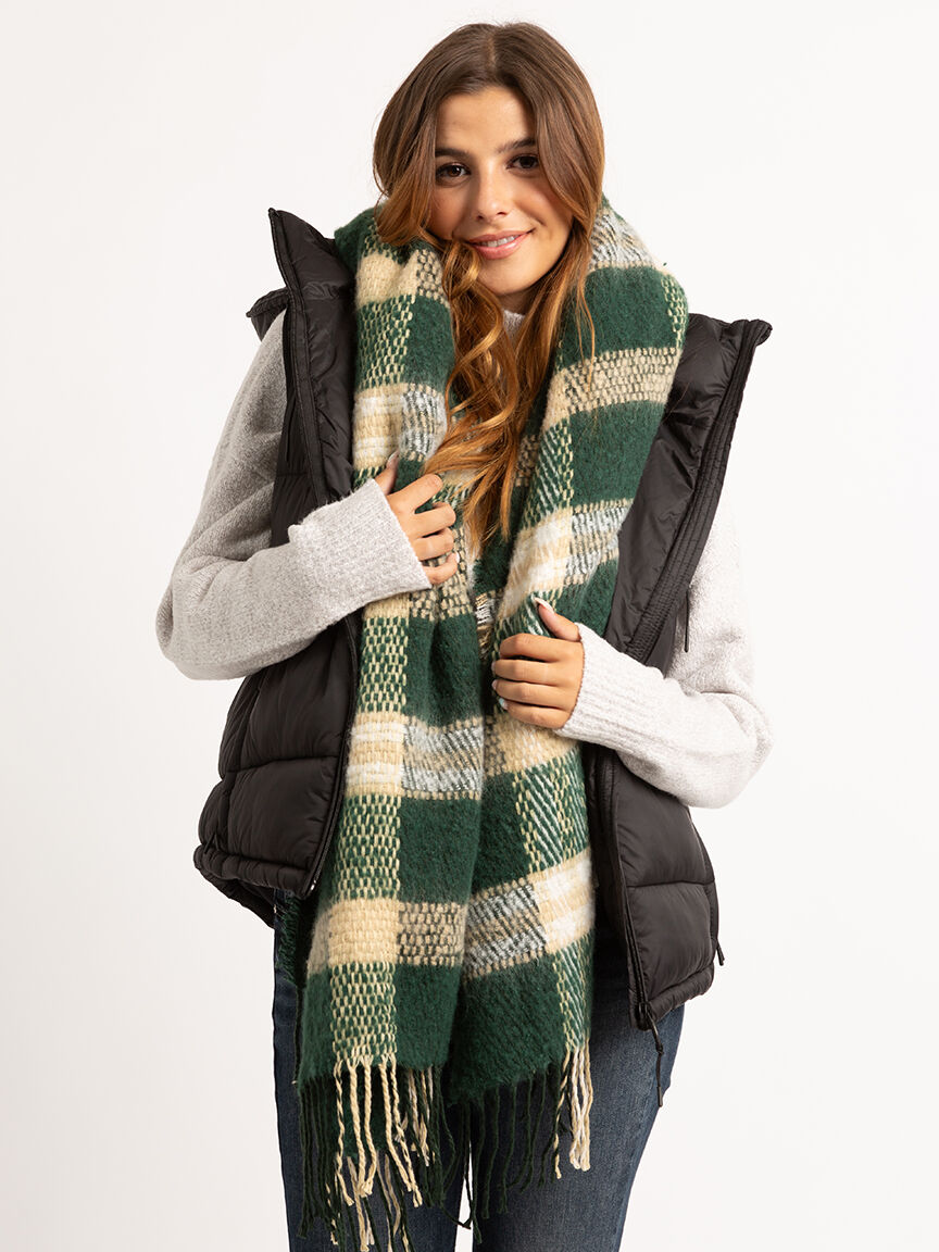 women's oversized plaid scarf Image 3