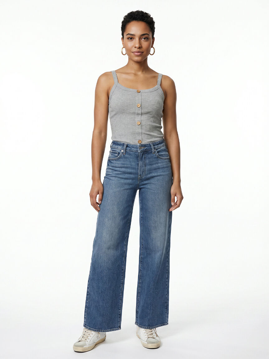ribbed tank with faux button front Image 2