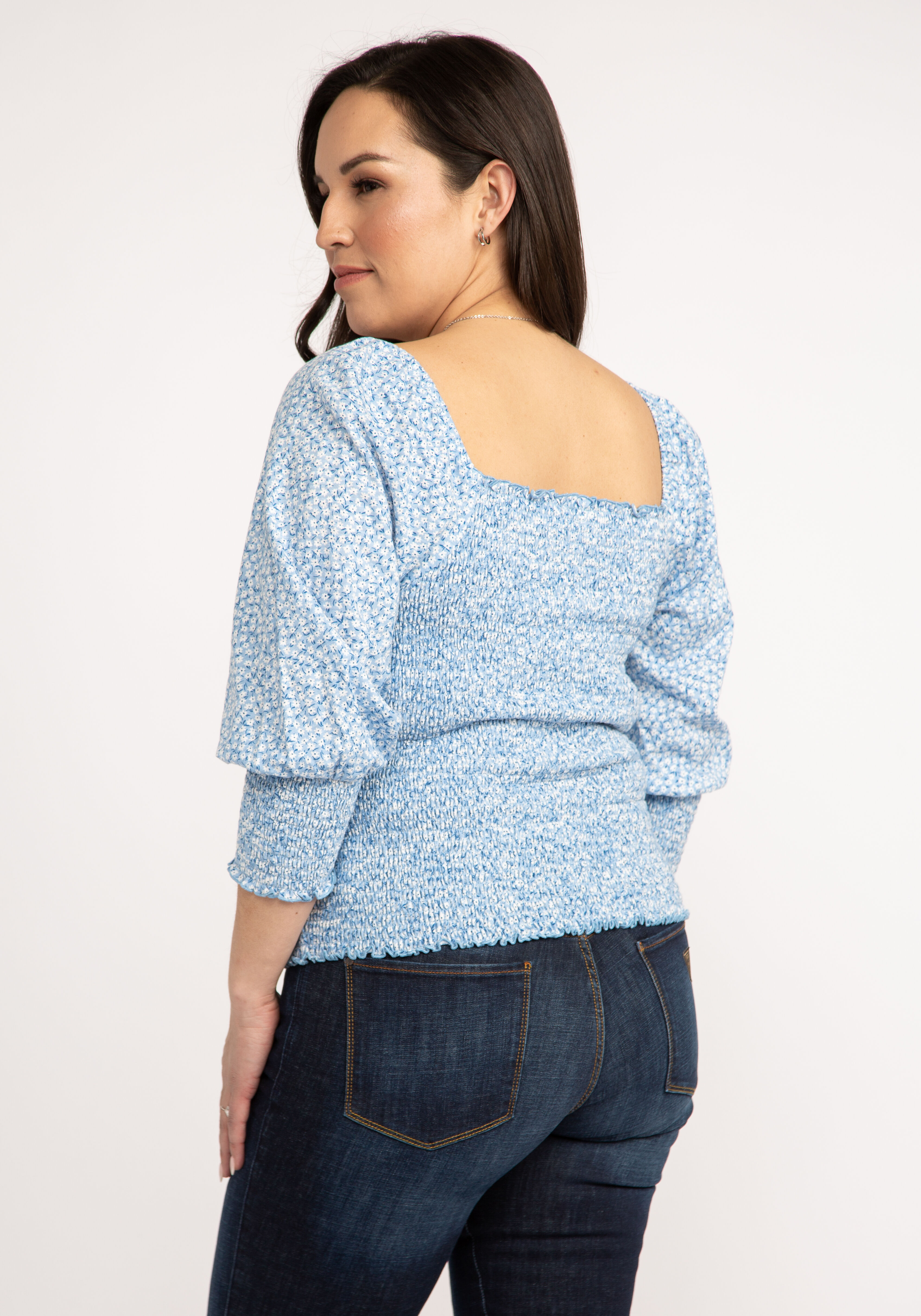 priscilla smocked 3/4 sleeve top Image 2