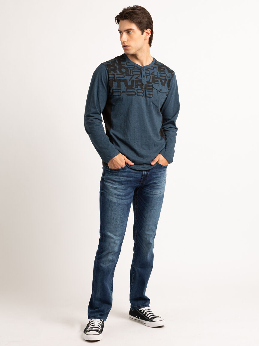 long sleeve henley shirt Image 3