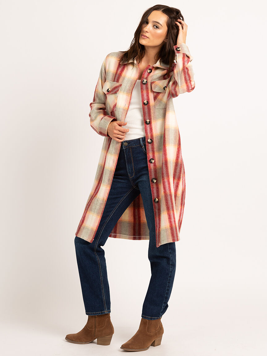 gabrielle fall long plaid shacket Image 3