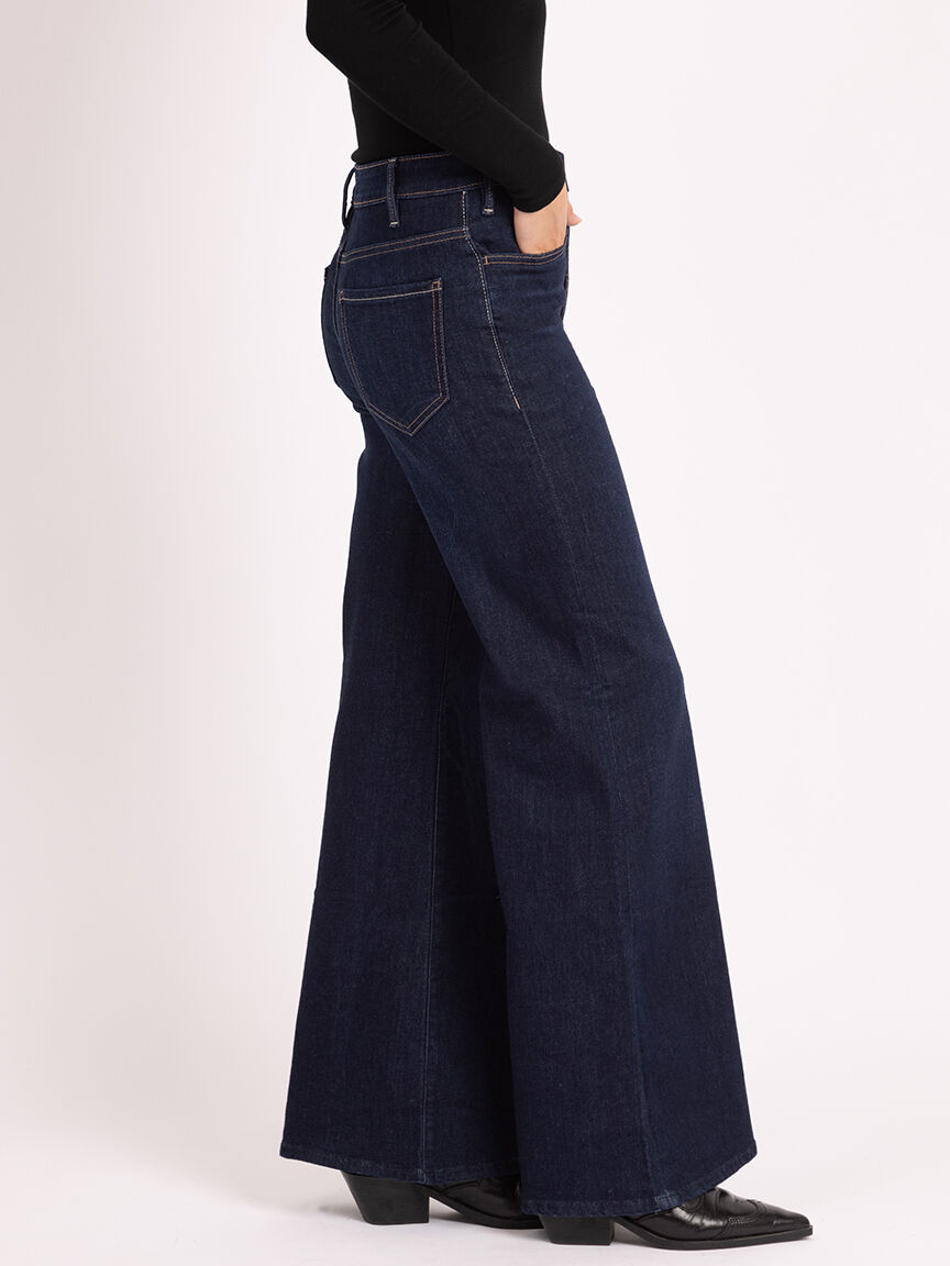 high rise wide leg flare jean dark authentic Image 4