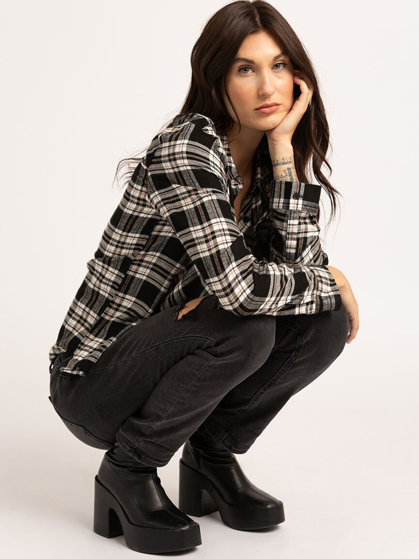 lily plaid button front shirt Image 4