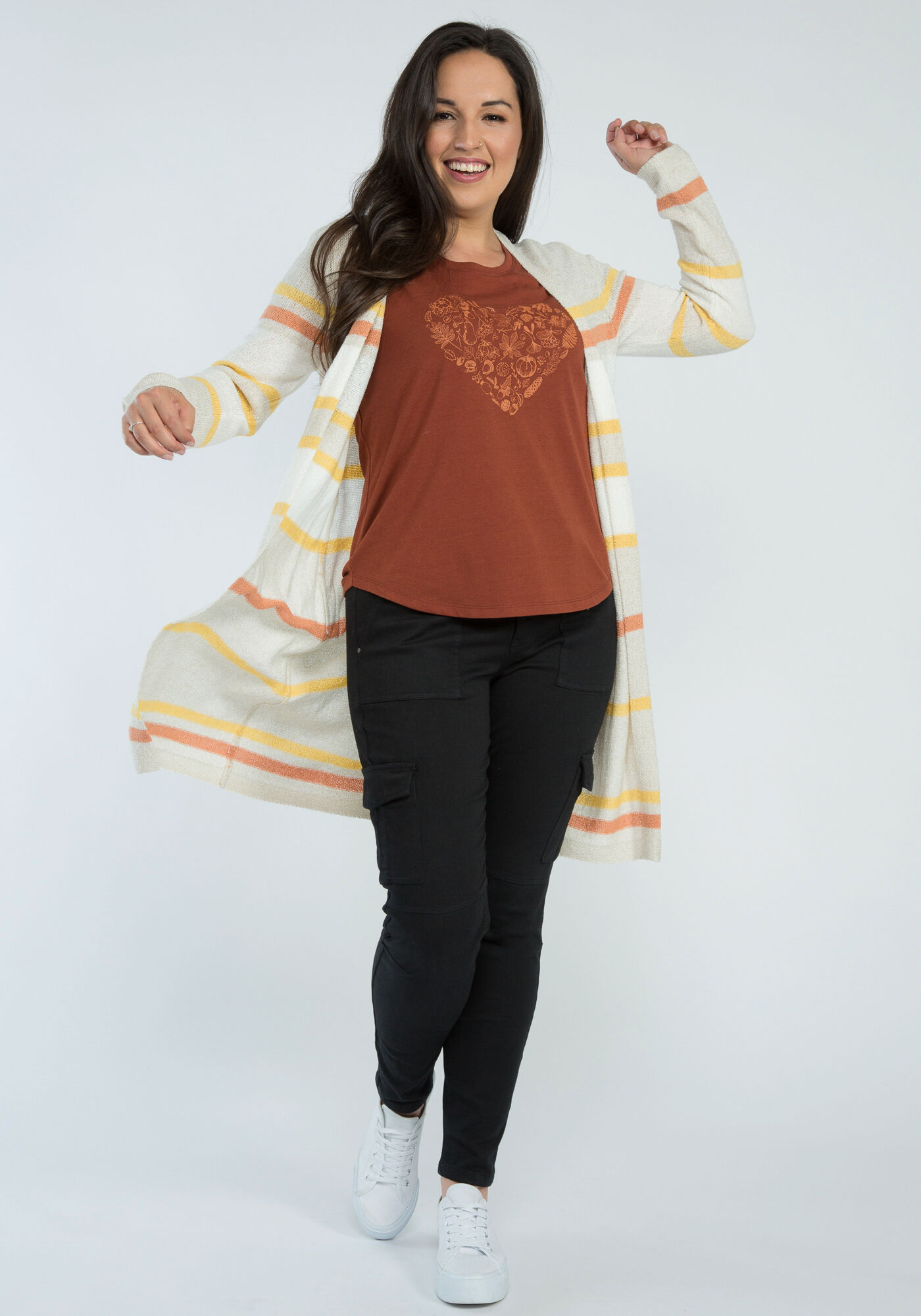 mitzy open front striped cardigan Image 4