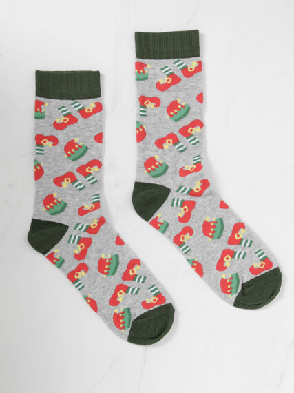men's elf print crew socks Image 1