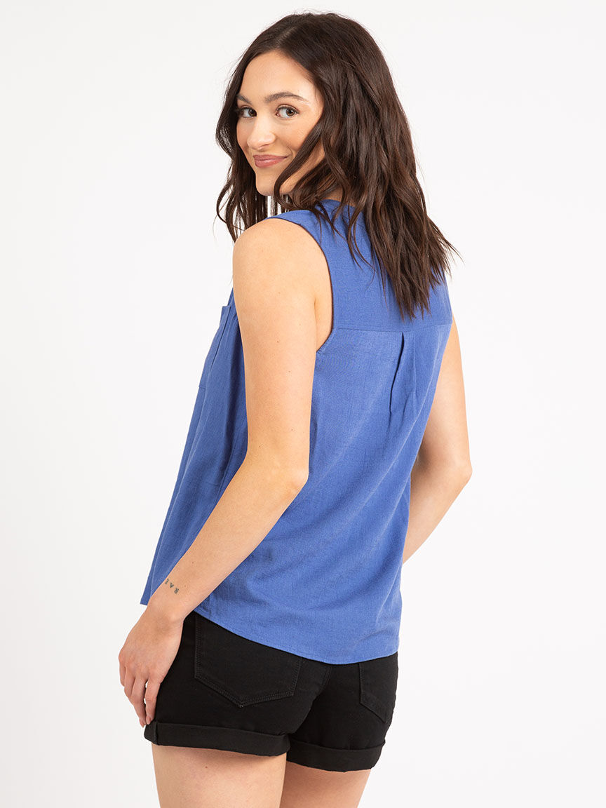 doris collarless button front shirt Image 4