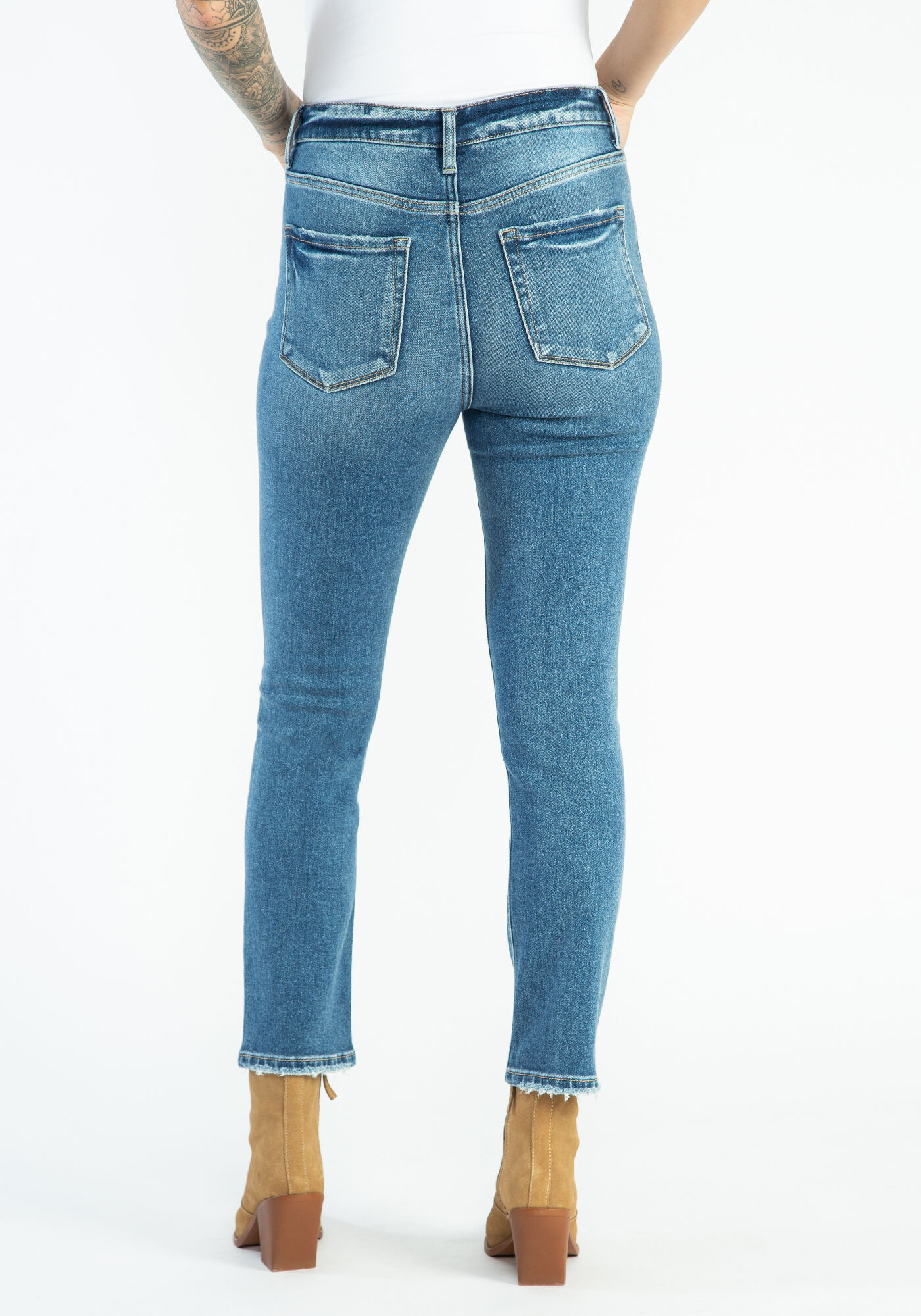 high rise slim straight jeans Image 3