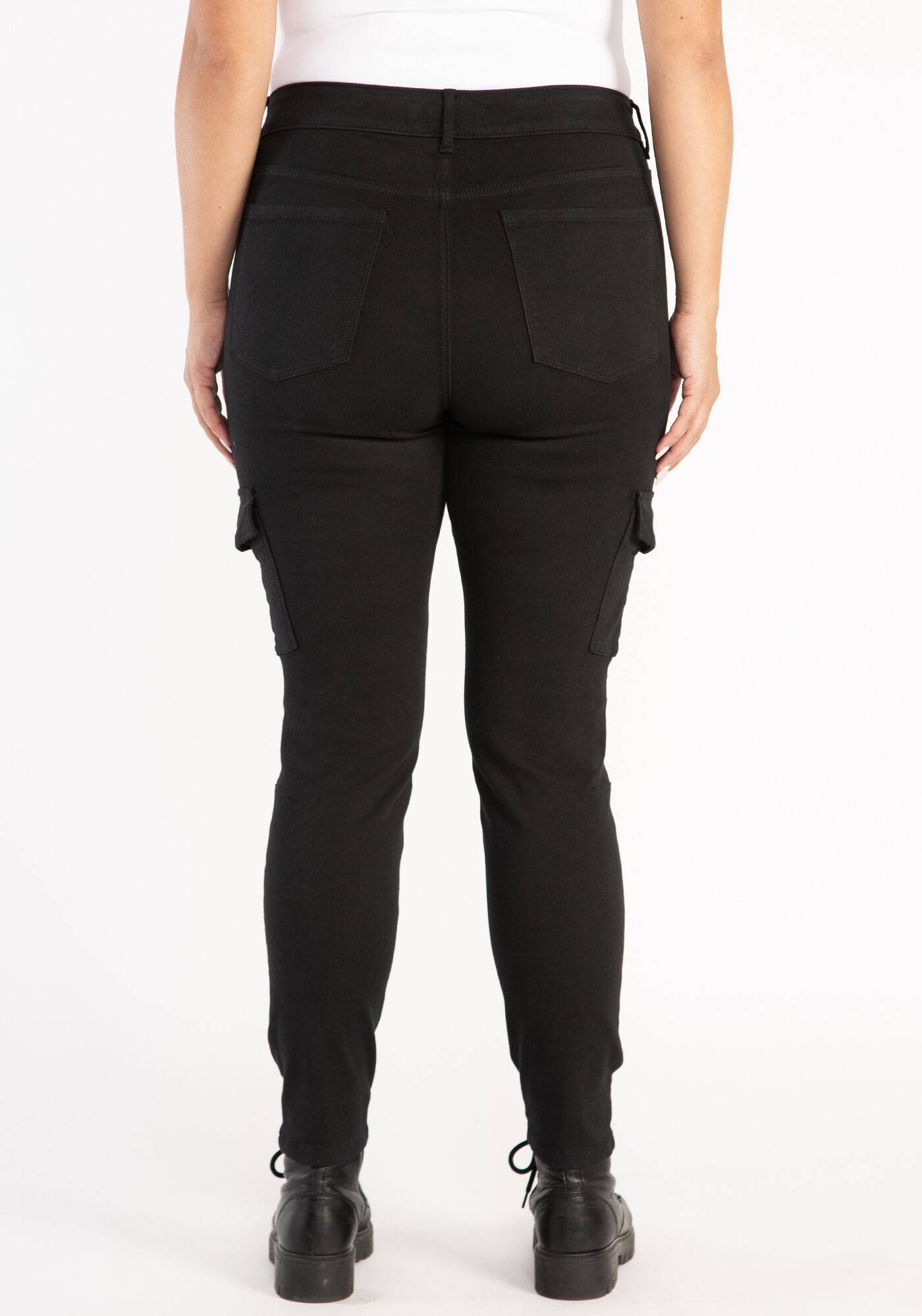 high rise skinny coloured cargo Image 2