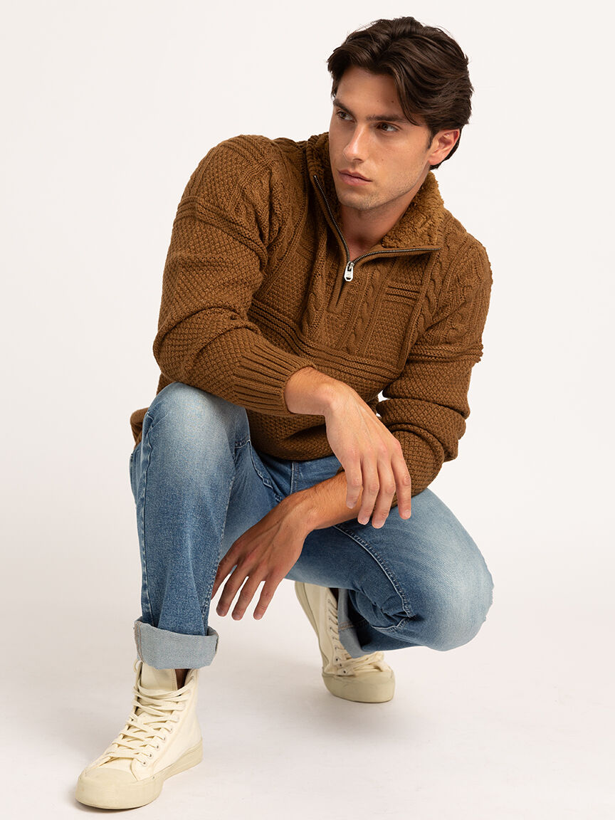 1 4 zip mock neck sweater PROJEK RAW