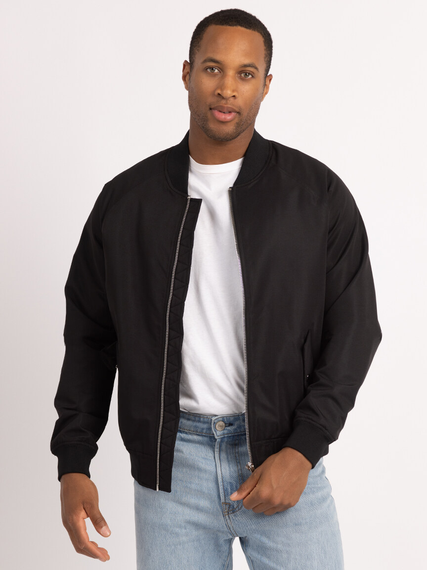 bomber jacket dress shirt Navy Bomber Jacket in Wrinkle-Free 4-Ply Wool
