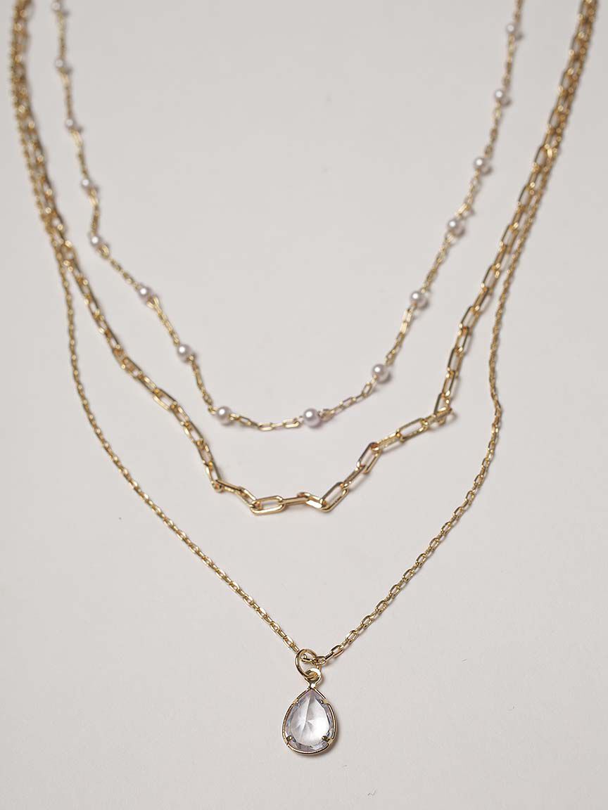 layered pearl and gem necklace Image 1