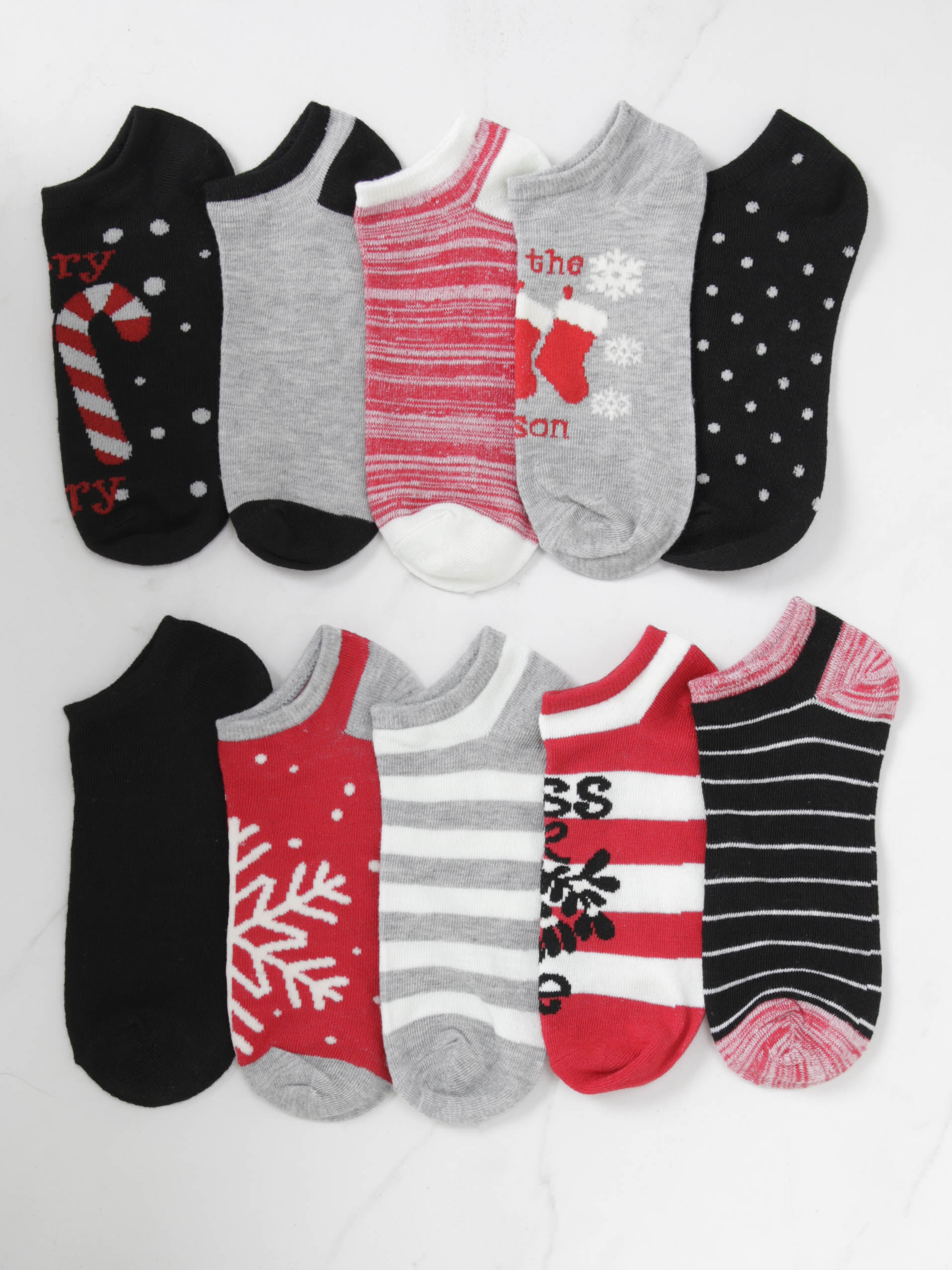 10 pack holiday no-show socks Image 2