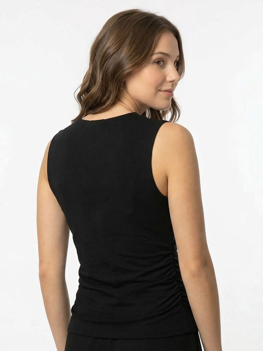 high neck ruched tank
