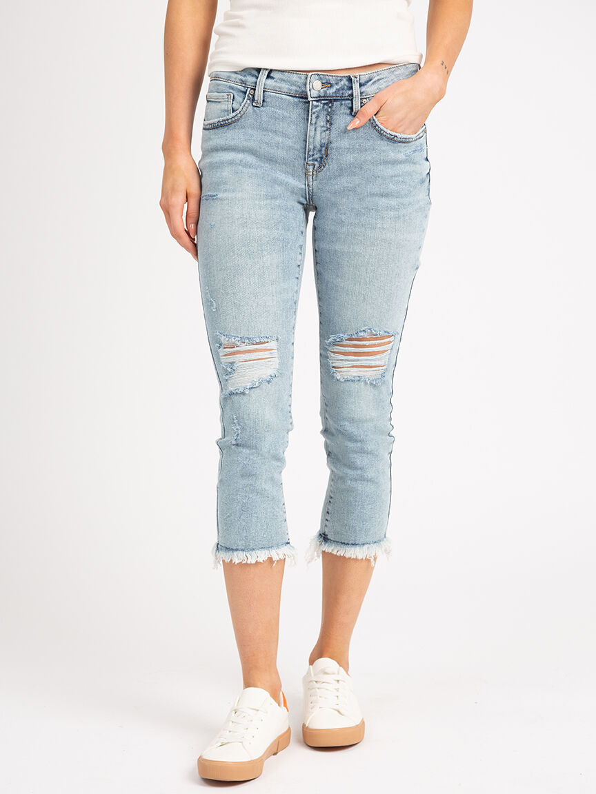 Frayed capri jeans top