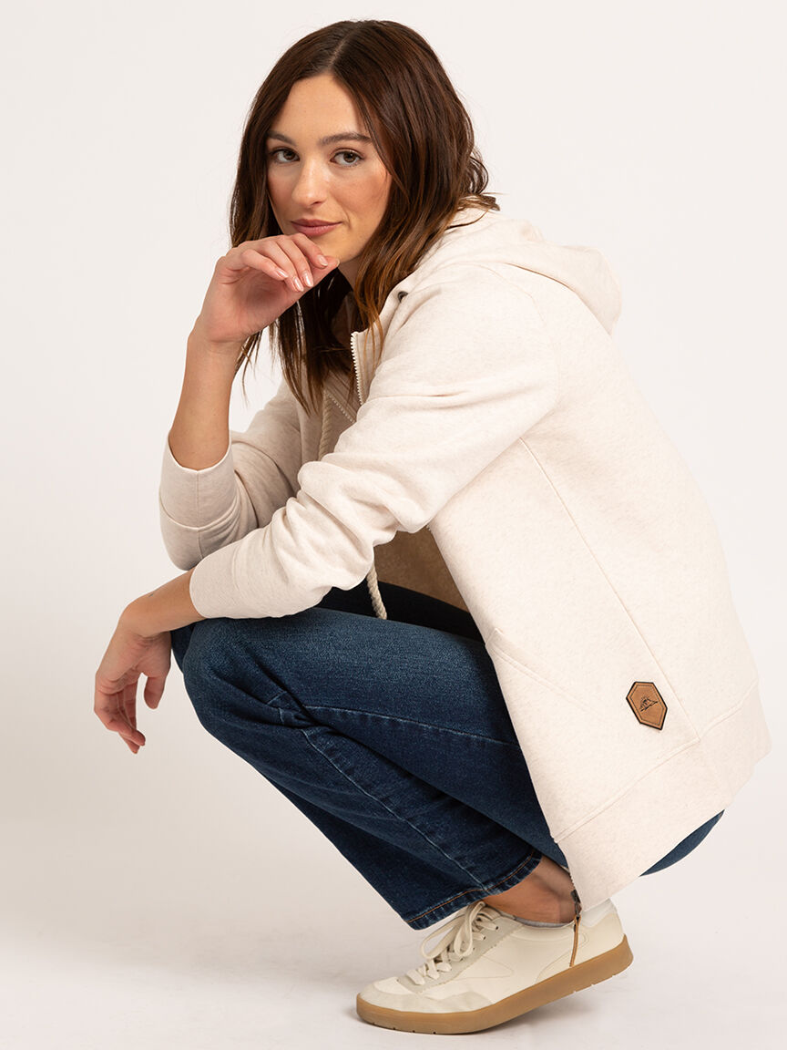 zaharah oatmeal full zip hooded fleece Image 3