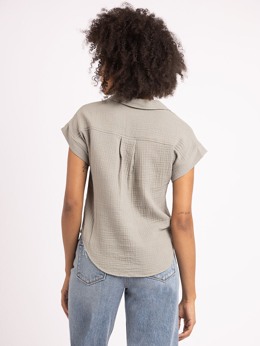 jaden johnny collar gauze shirt Image 4