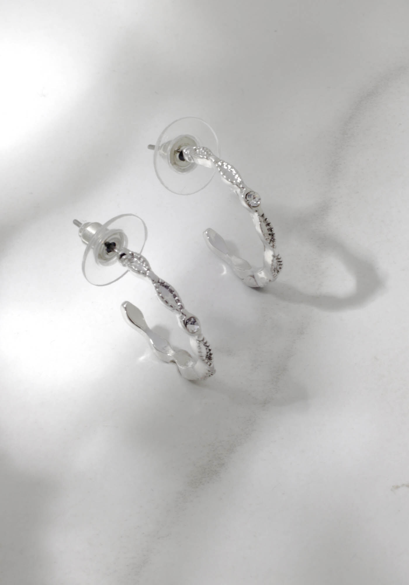 3 pack silver hoop earrings Image 3