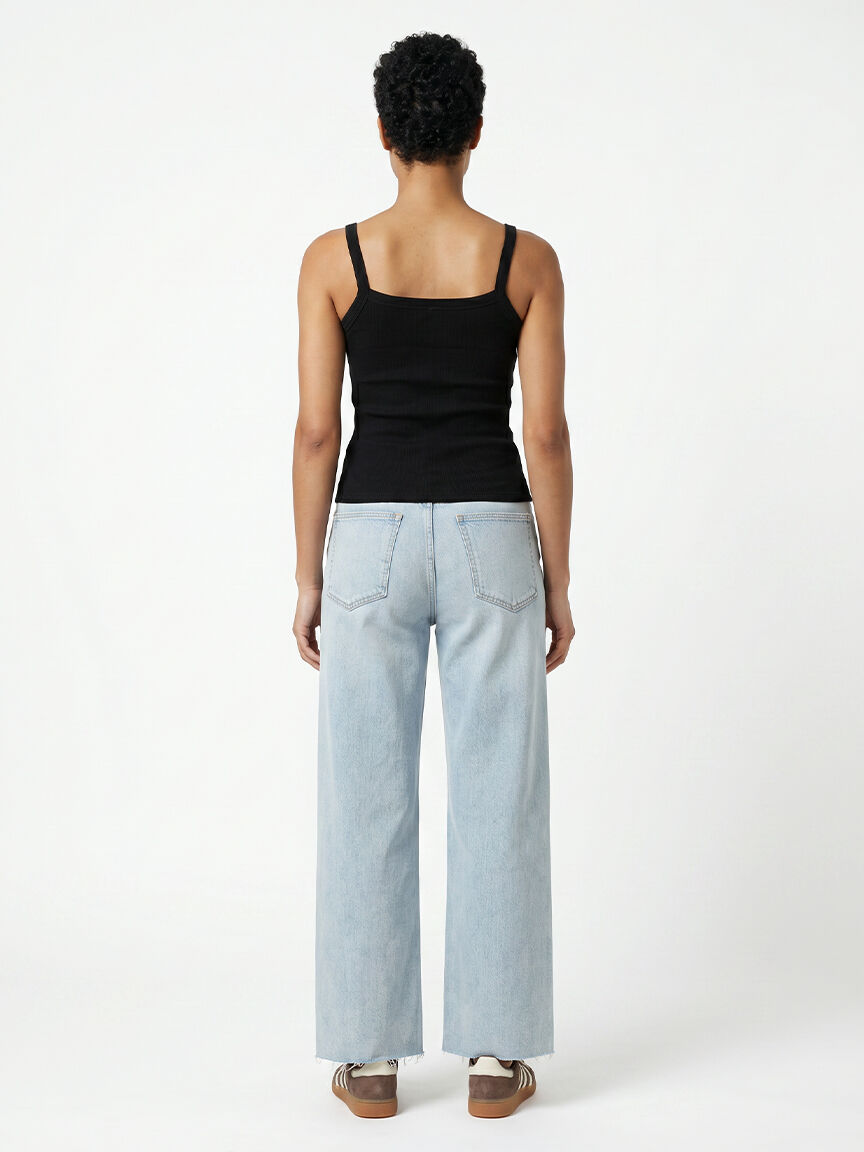 ribbed tank with faux button front