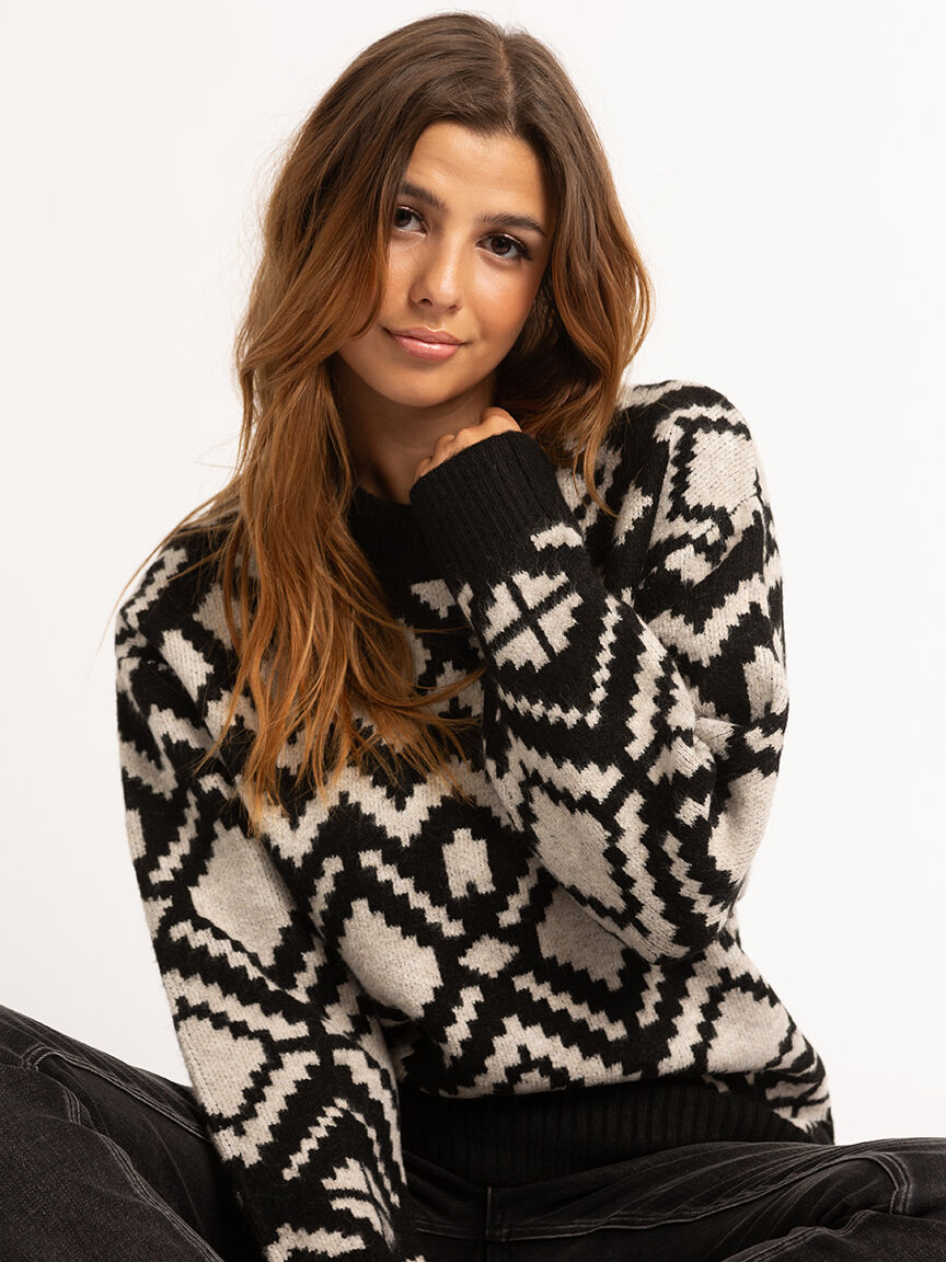 crew neck jacquard popover Image 5