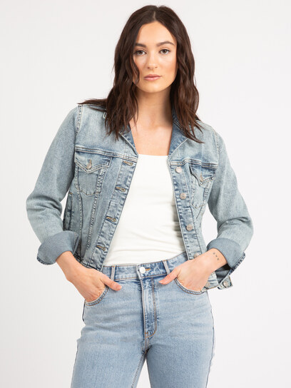 notched crop jean jacket