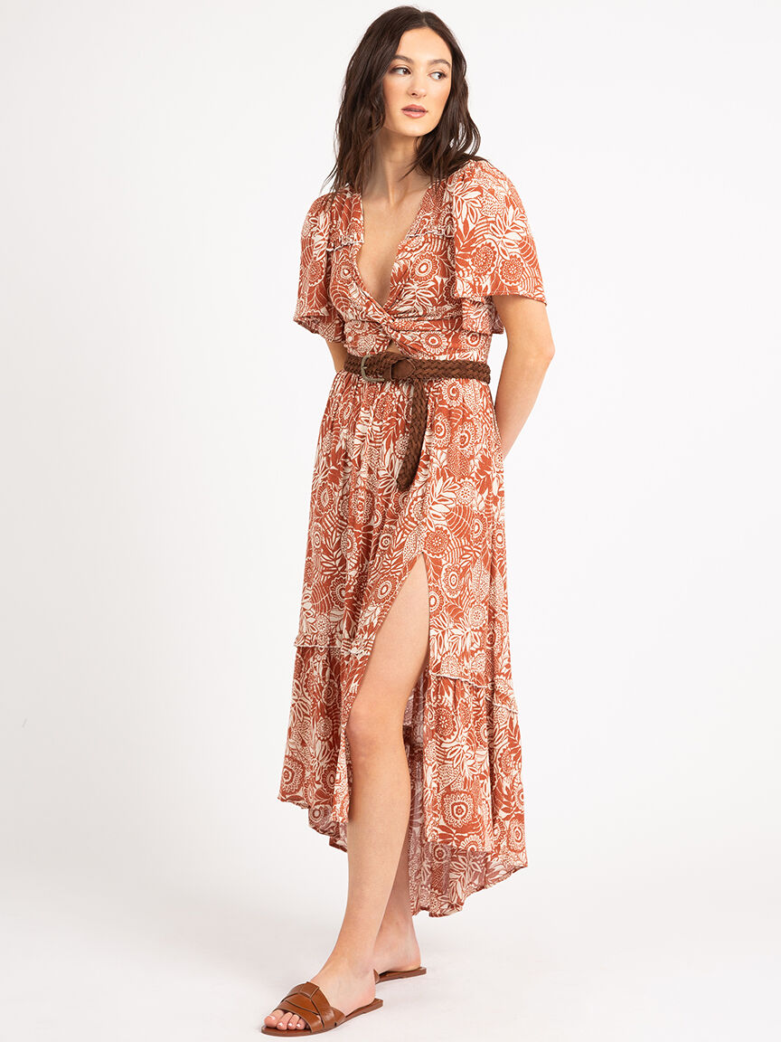 vneck flutter sleeve twist front maxi dress Image 5