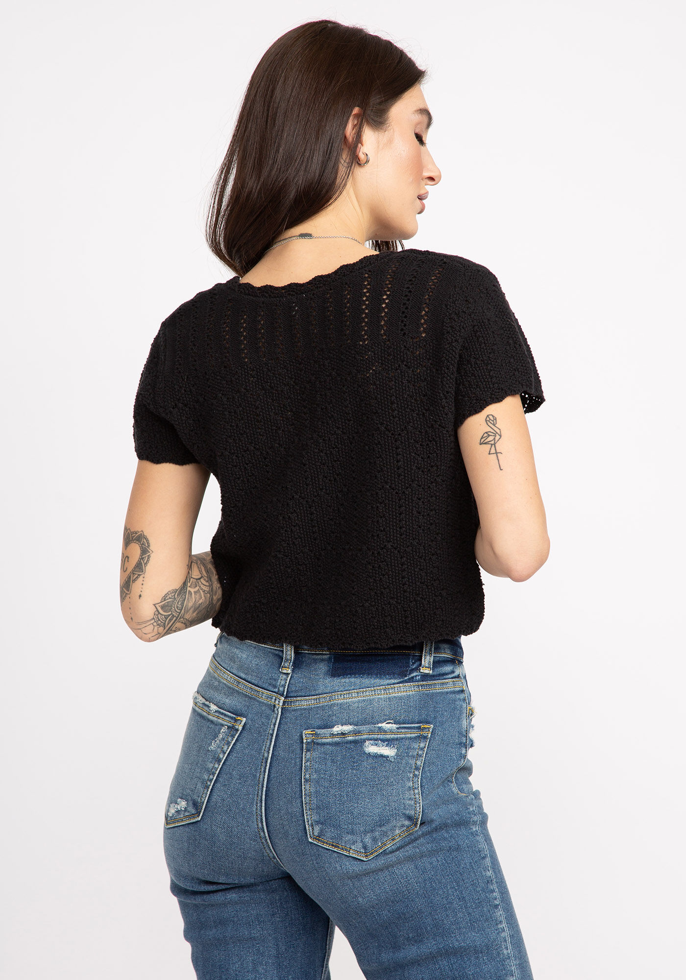 eileen tie front pointelle cardigan Image 2