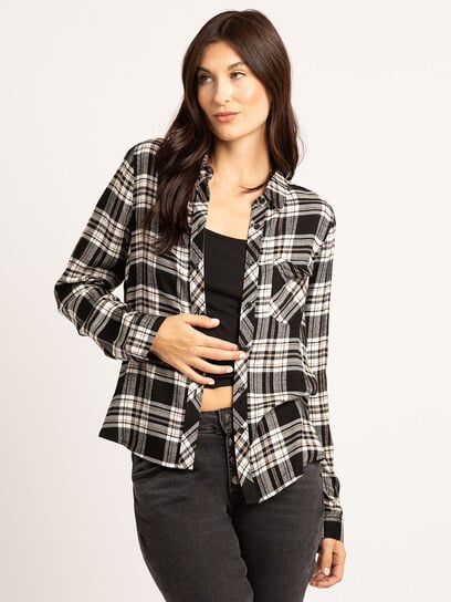 lily plaid button front shirt