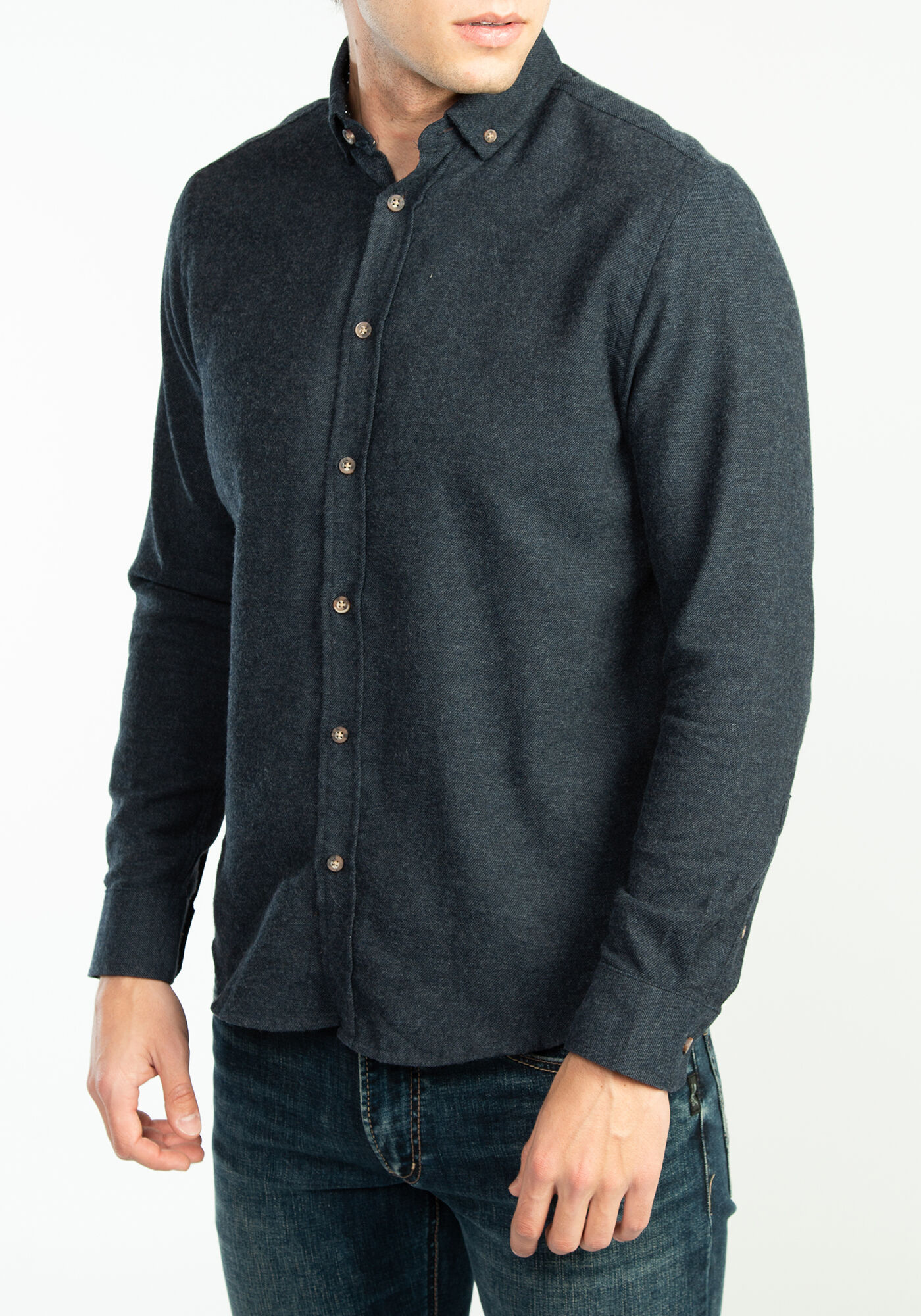 solid melange  flannel shirt Image 4