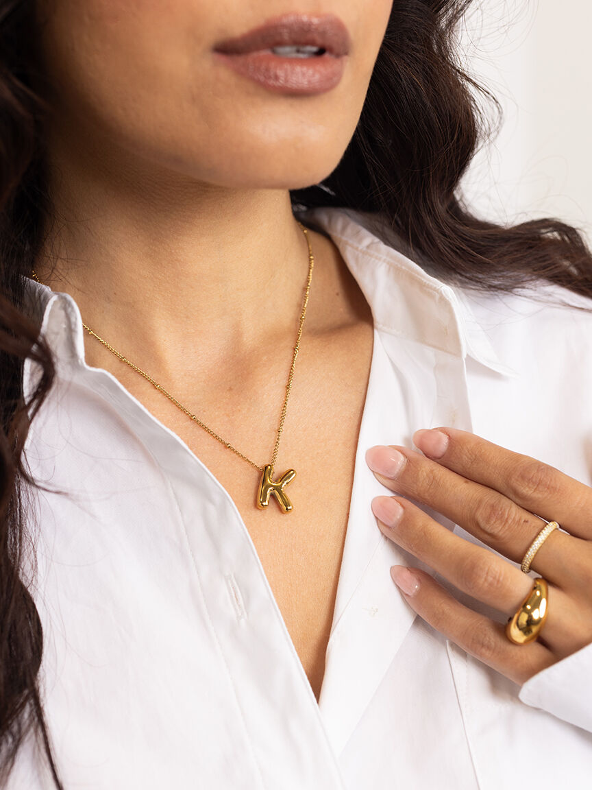 helium bubble initial necklace "K" Image 2