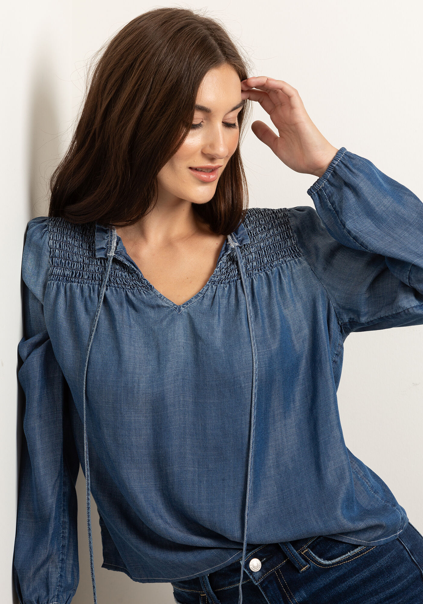 molly long sleeve tencel bouse Image 1