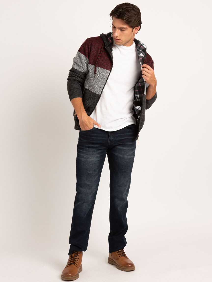 color blocked fleece lined hoodie Image 2