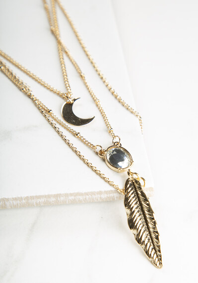 triple layer necklace - celestial &feather Image 4