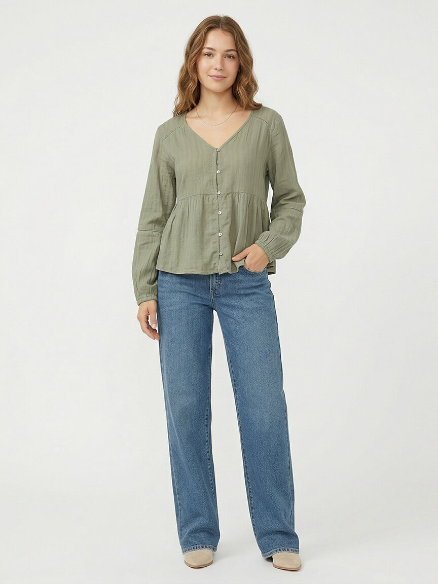 long sleeve dobby blouse Image 2