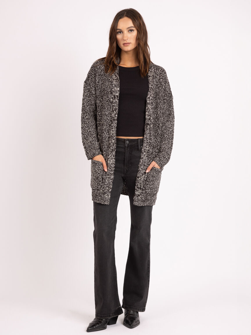 novelty stitch open front cardigan Image 4