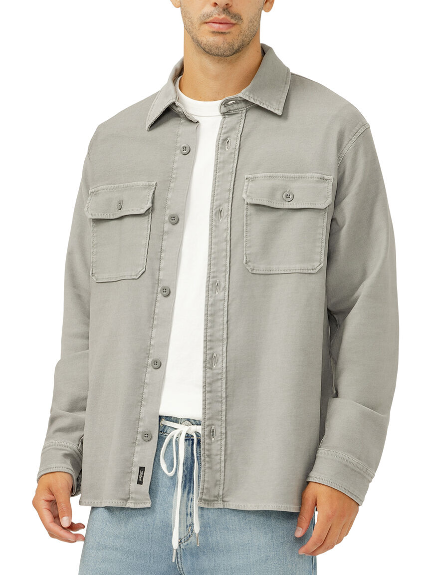 Knit Flex Button-Up Shirt Grey