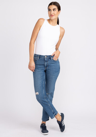 smart denim high rise straight leg jeans Image 1