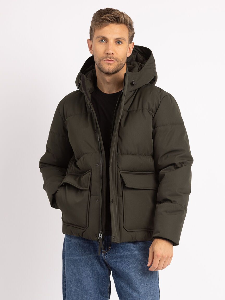 Black short puffer coat top