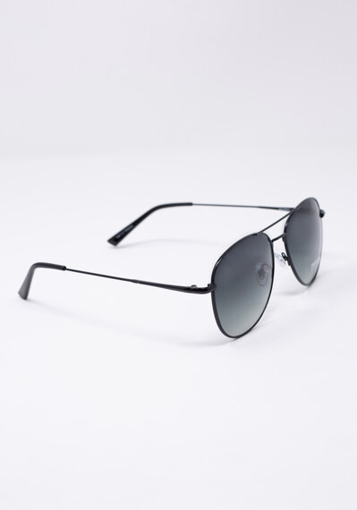 men's black frame aviator sunglasses Image 2