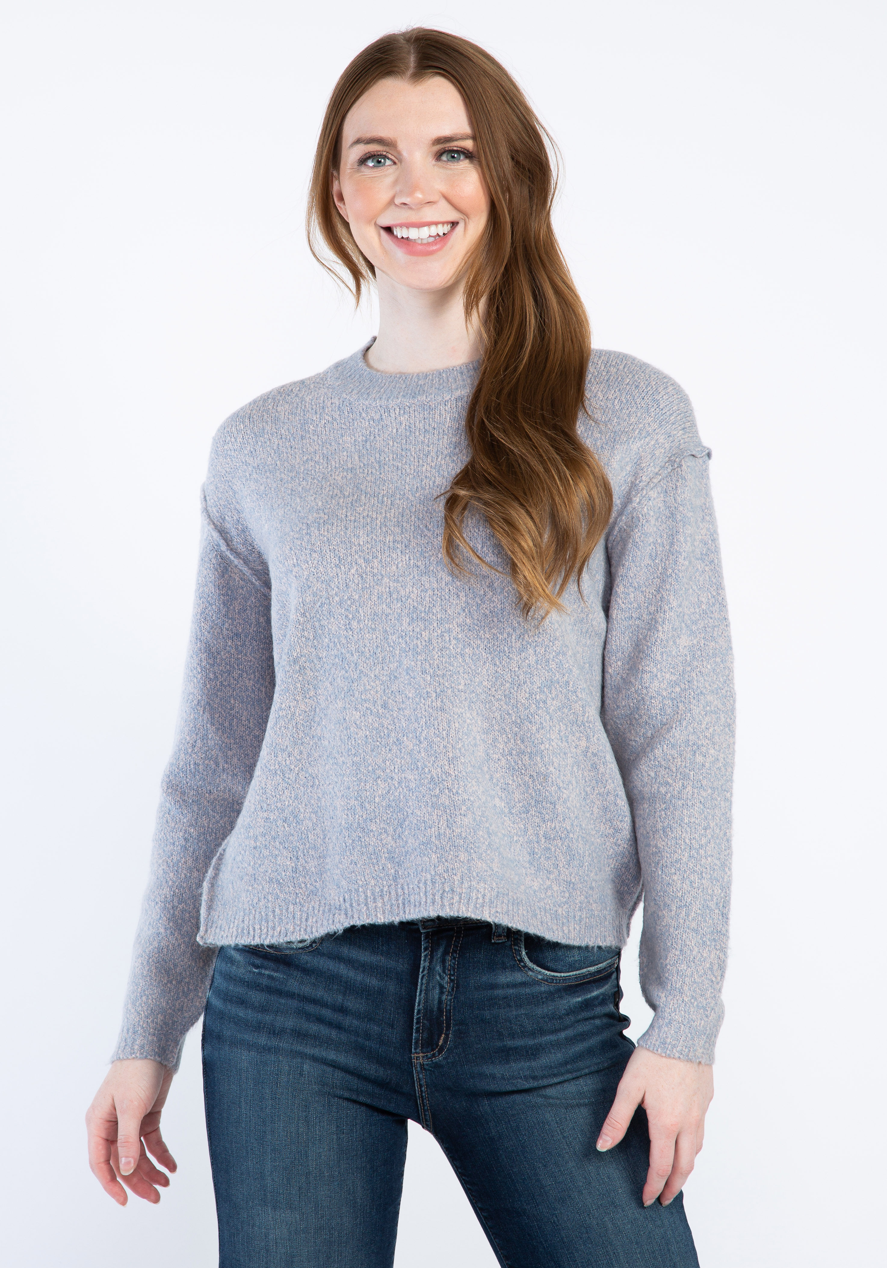 crew neck melange popover sweater Image 1