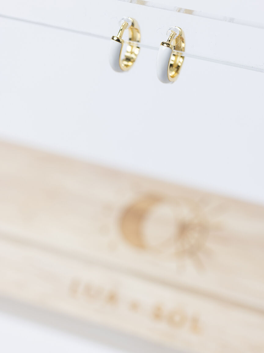 candy huggie earrings white