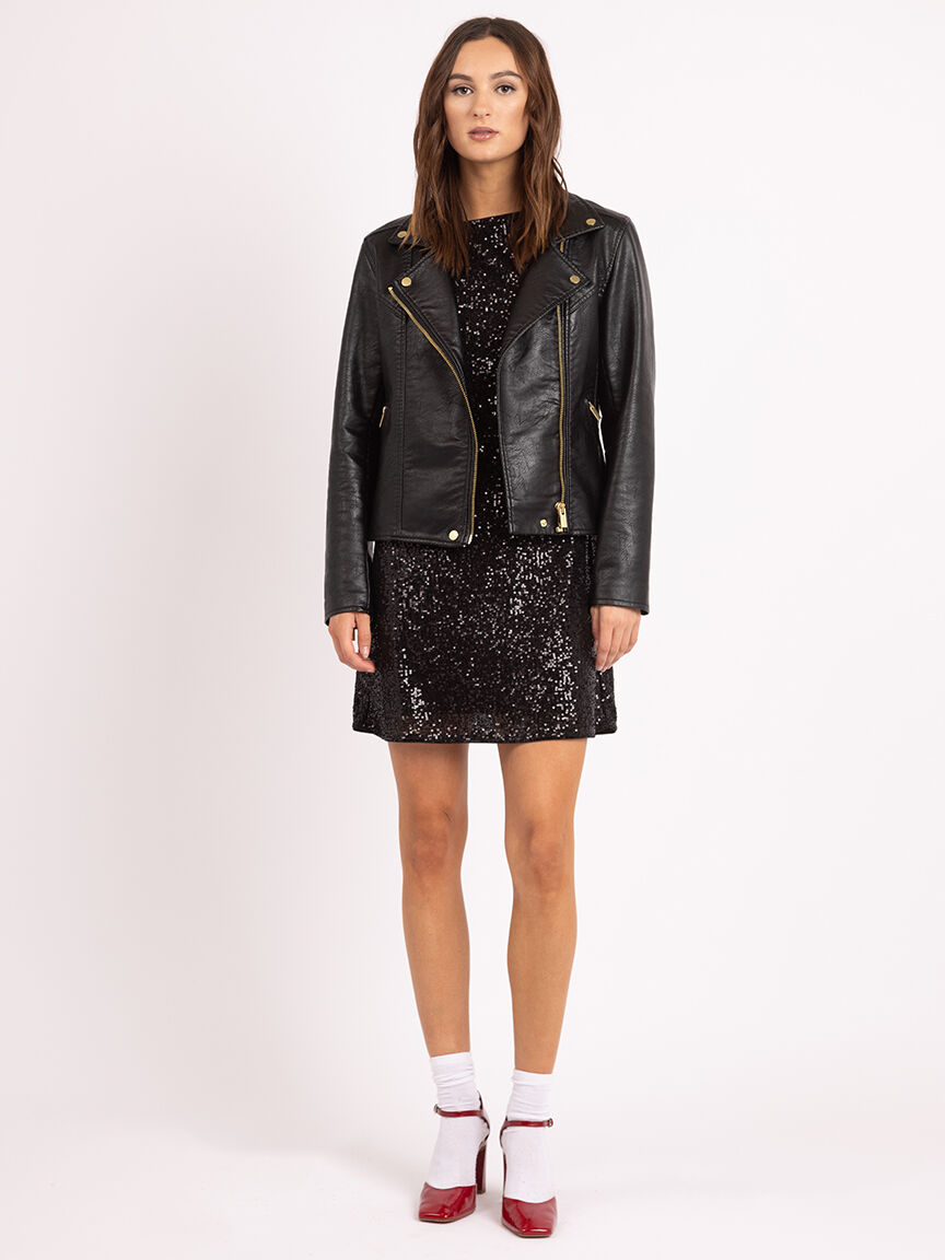 alix boat neck sequin knee length dress Image 4