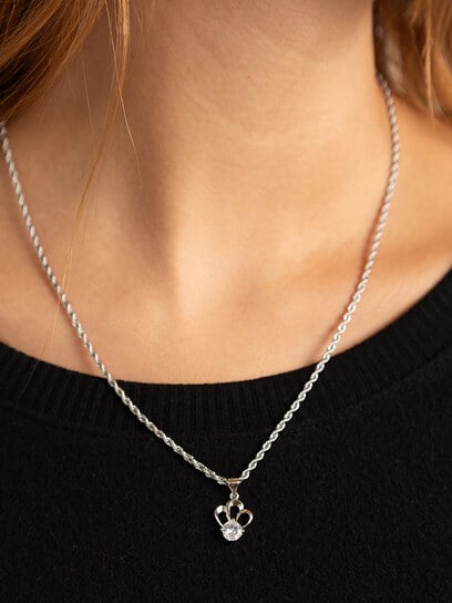silver necklace with jewel pendant