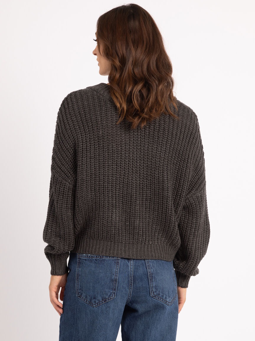 double v neck button front cardigan Image 3