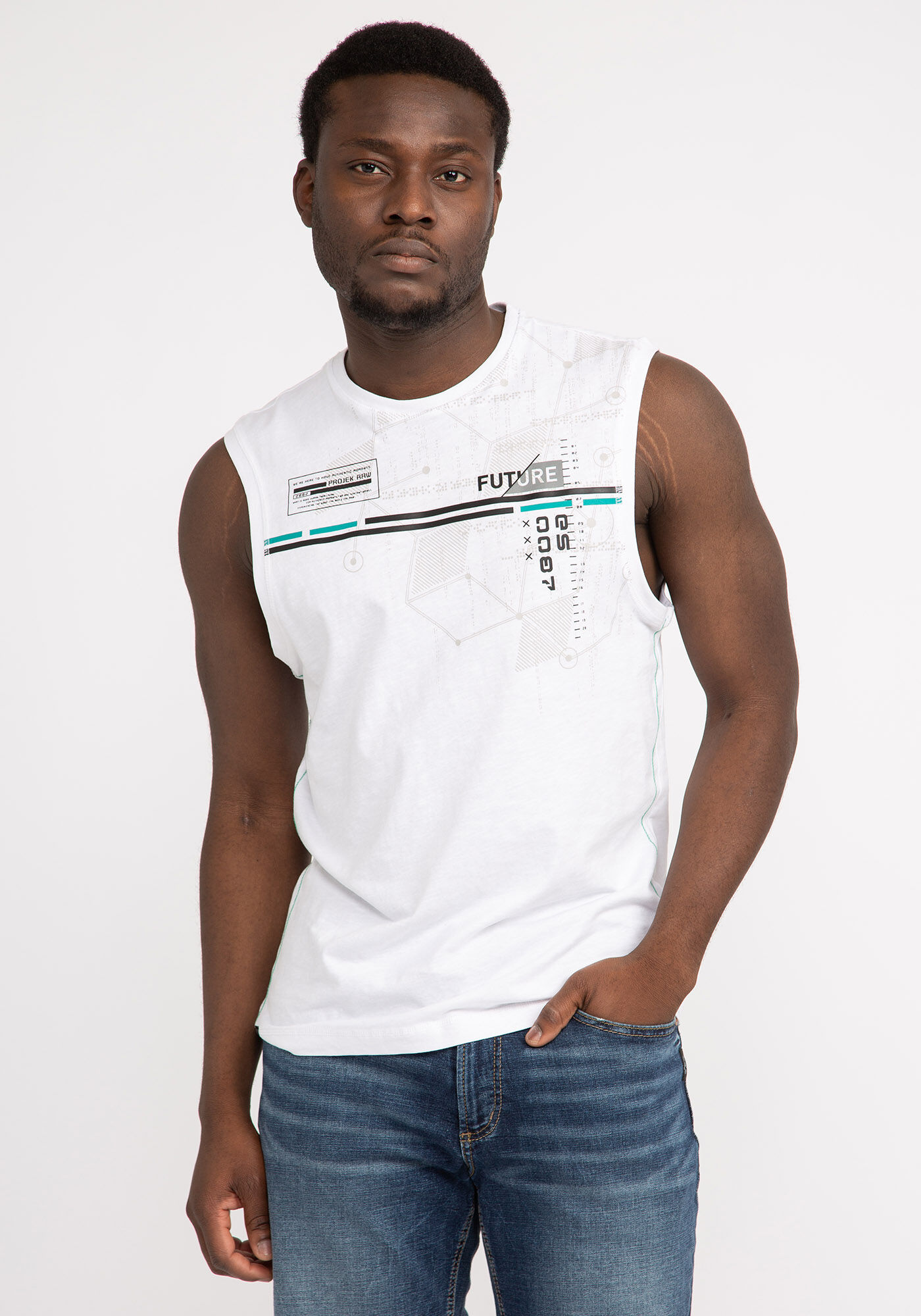 geometric sleeveless knit top Image 1