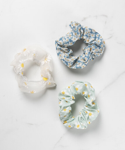 3 pack ditsy floral scrunchies blue Image 2